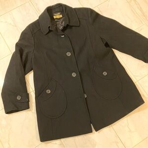 Fen-nelli. The Bay Women's Black Jacket / pea coat.  Button up.  Vintage style!